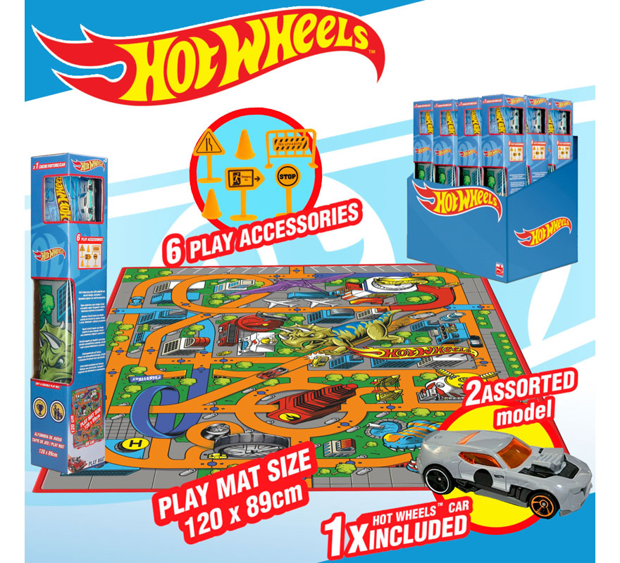 Translation missing: en.Alfombra Hot Wheels de 87,5x118 cm con coche y señales