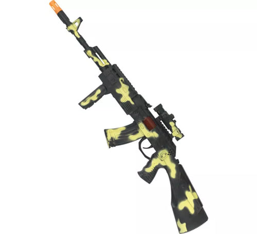Ametralladora Militar Camuflaje con Luz efecto Destello 59cm