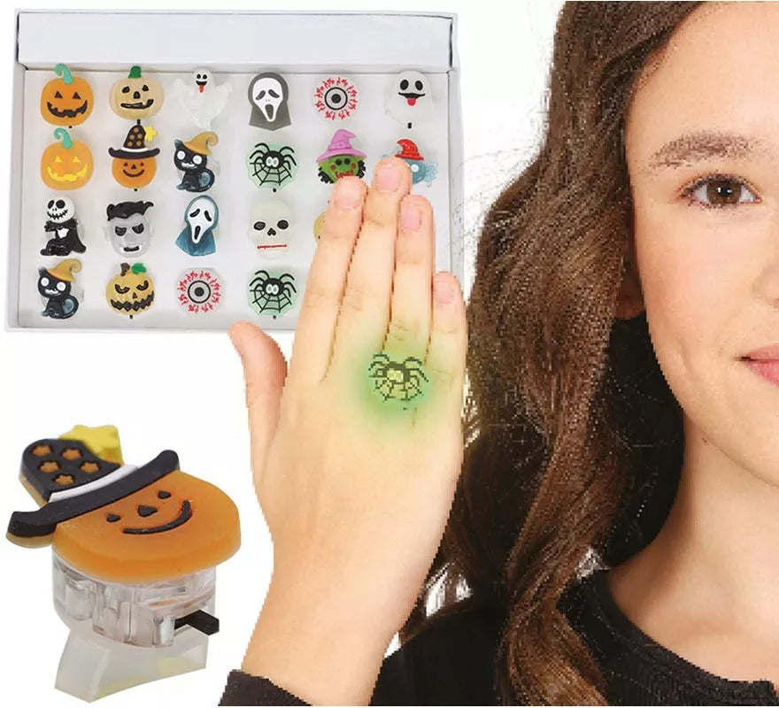 Anillo con LED de Halloween modelos surtido de 3 cm
