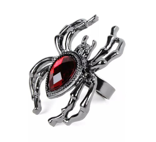 Anillo de Araña con rubí falso de metal