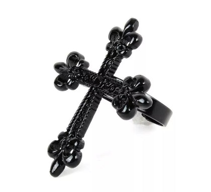Anillo de Cruz negra de metal