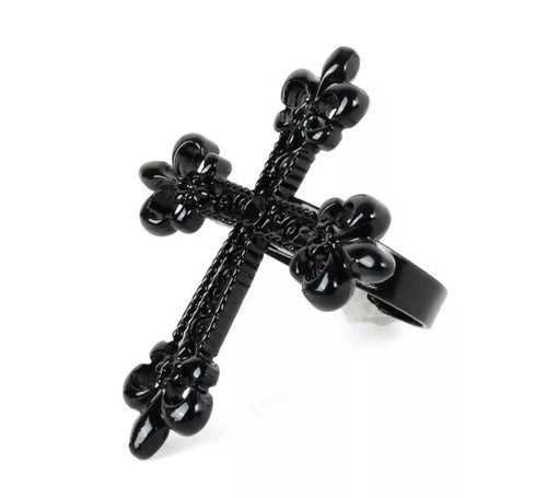 Anillo de Cruz negra de metal