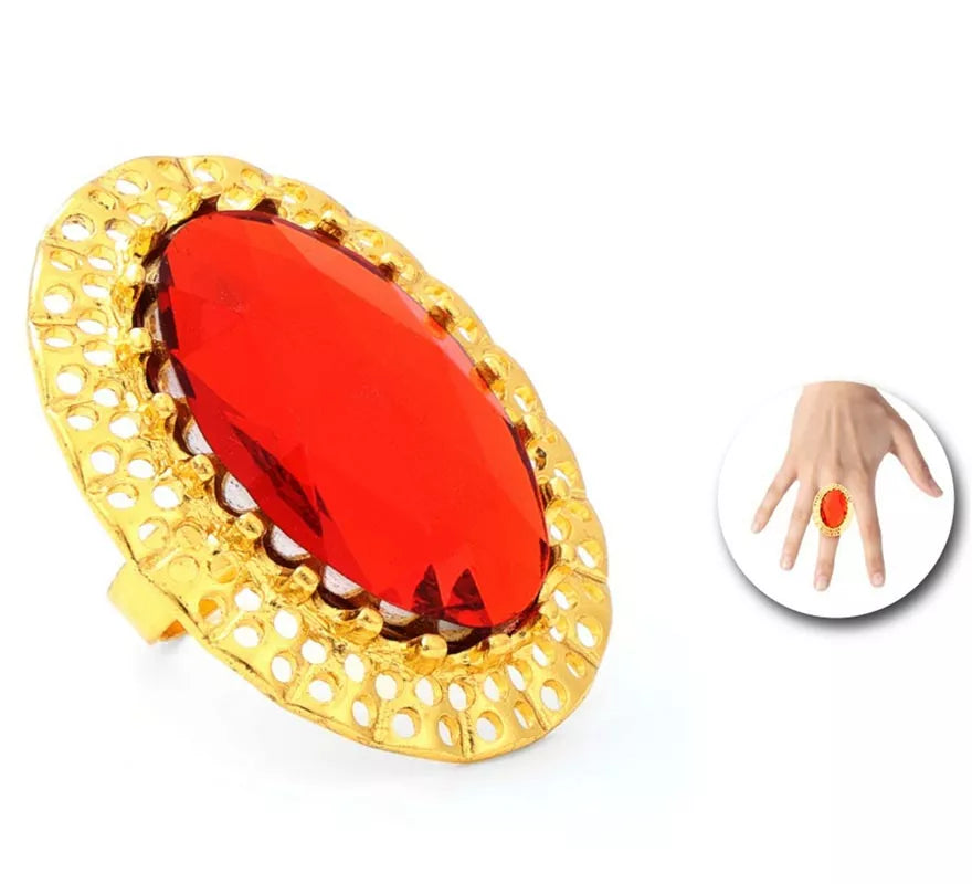Translation missing: en.Anillo dorado brillante con piedra roja