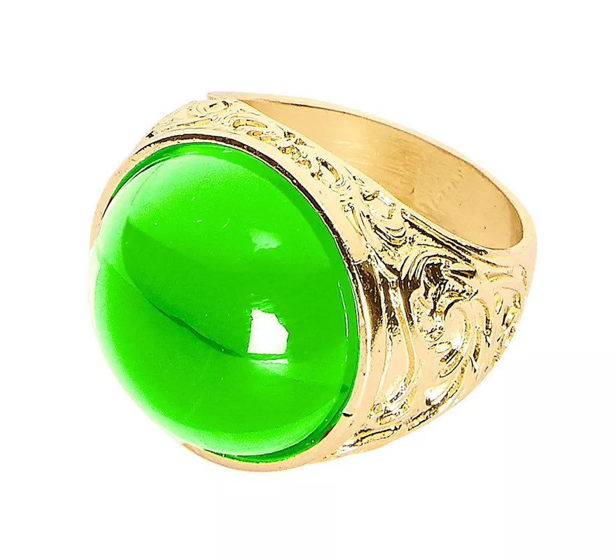 Anillo Dorado con Gema Verde