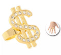 Anillo dorado con signo de dólar brillante