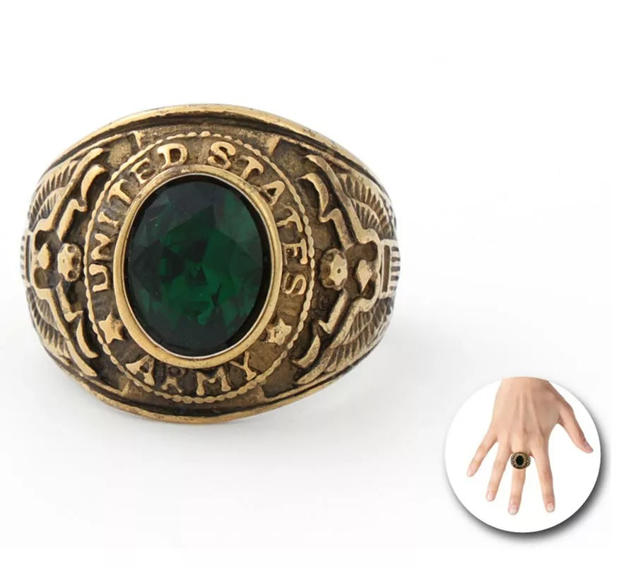 Translation missing: en.Anillo Medieval con piedra verde