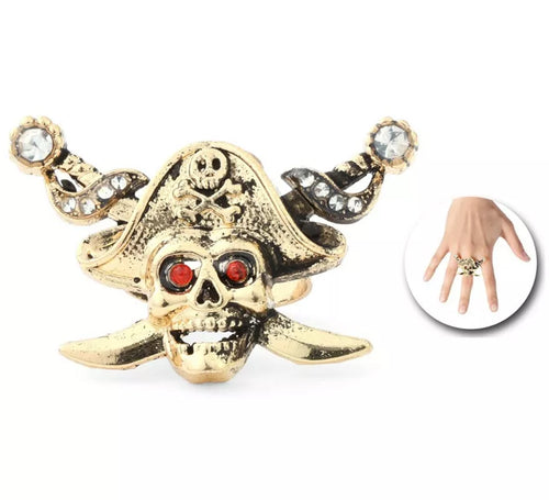 Anillo Pirata con calavera y espadas