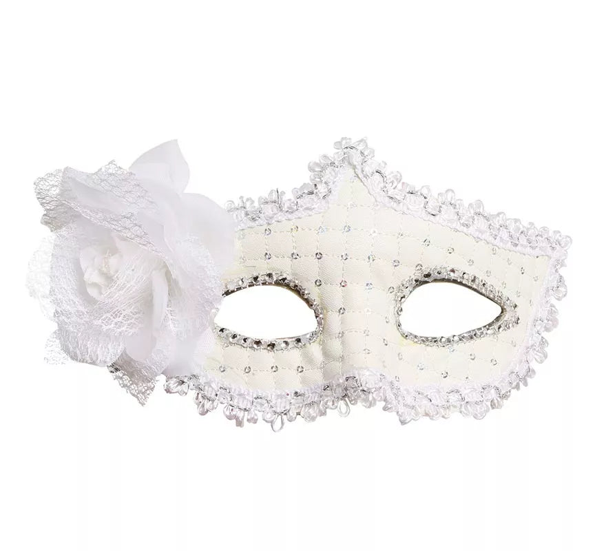 Antifaz Blanco con Flor