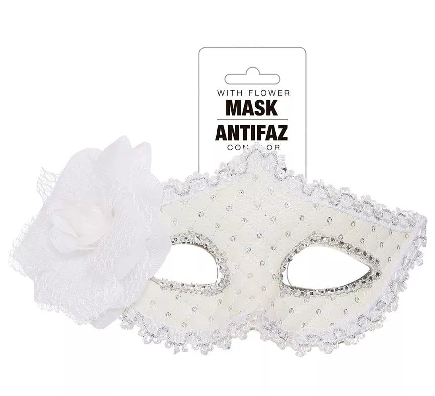 Antifaz Blanco con Flor