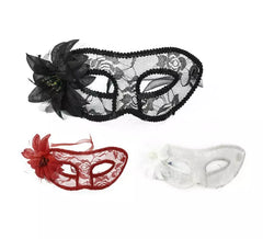 Carnival mask with lace and flowers assorted colors