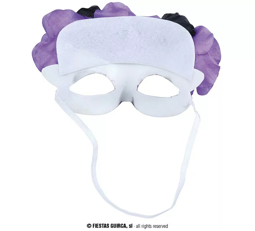 Antifaz de Catrina Flores lila y negras