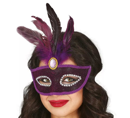 Antifaz con Pluma lila adulto