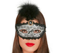 Antifaz con Pluma plateado