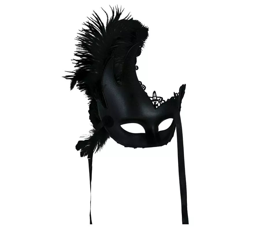 Antifaz con Plumas negro