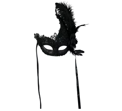 Antifaz con Plumas negro