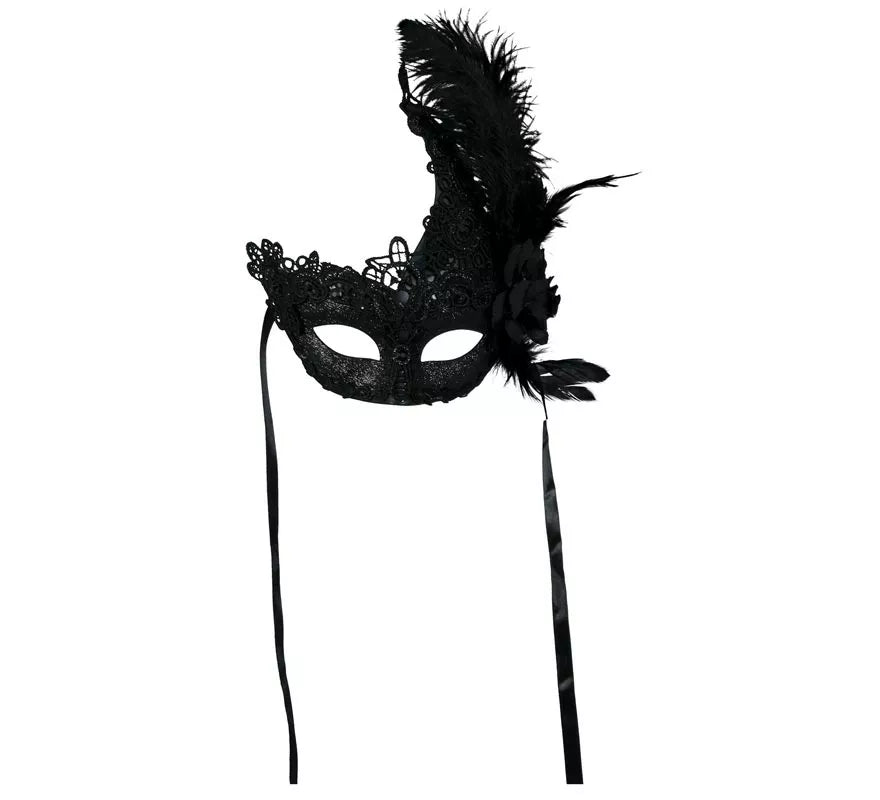 Antifaz con Plumas negro