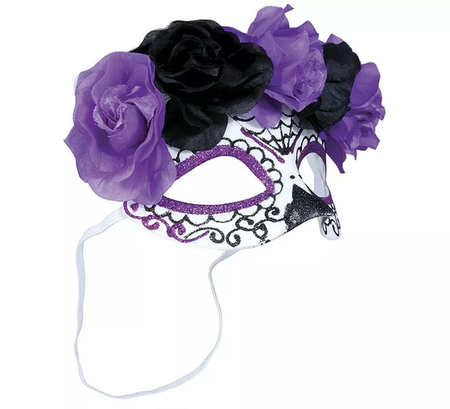 Translation missing: en.Antifaz de Catrina Flores lila y negras