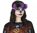 Antifaz de Catrina Flores lila y negras