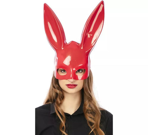 Antifaz de Conejo rojo con orejas grandes adulto de 33,5x27 cm