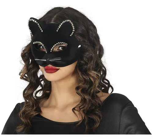 Antifaz de Gato negro de Terciopelo