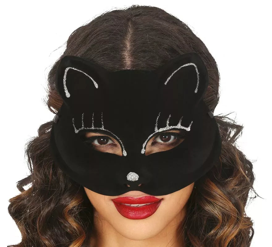 Antifaz de Gato negro de Terciopelo
