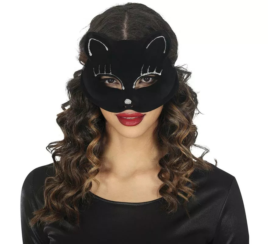 Antifaz de Gato negro de Terciopelo