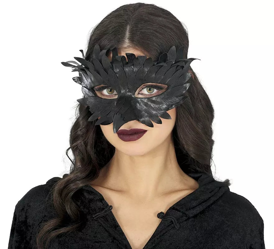 Antifaz de Plumas con Pico negro