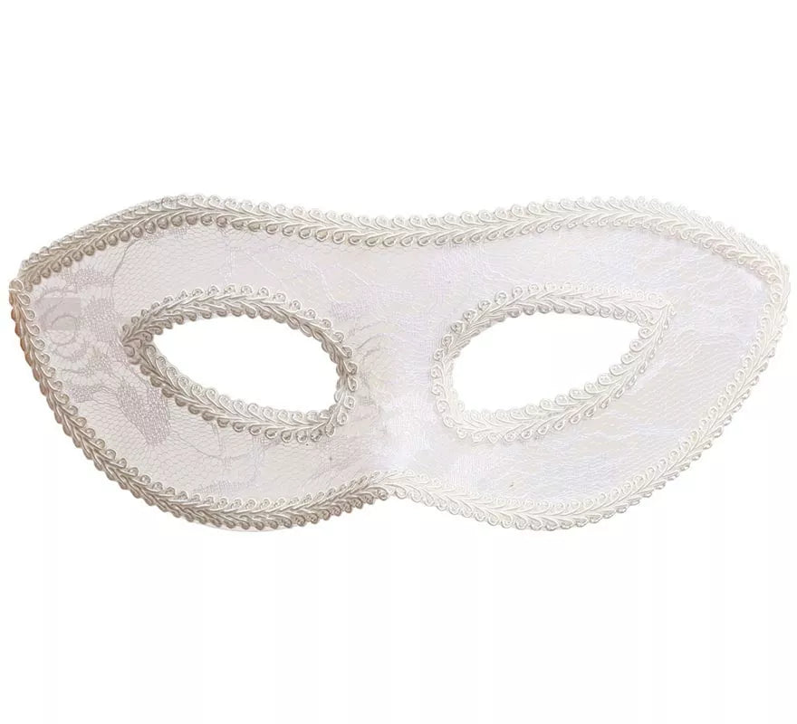 Antifaz de puntilla blanco