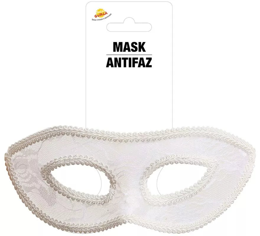 Antifaz de puntilla blanco