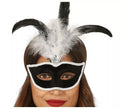 Antifaz de Terciopelo Negro con Plumas
