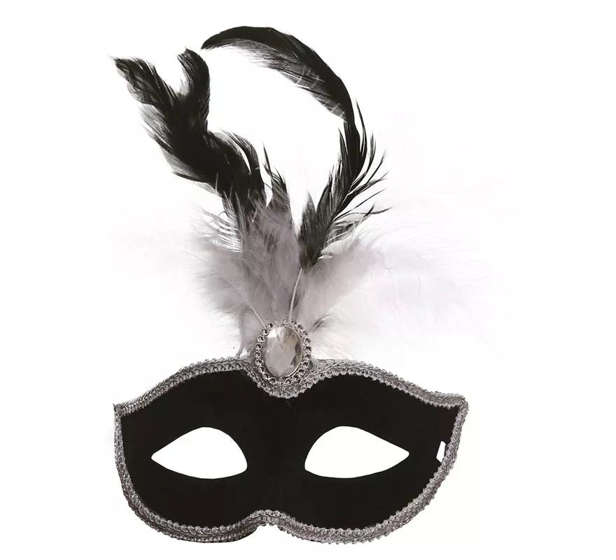Translation missing: en.Antifaz de Terciopelo Negro con Plumas