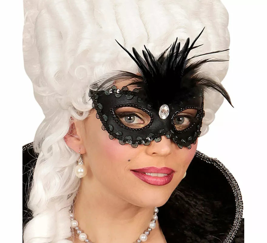 Translation missing: en.Antifaz Elegante negro con Plumas