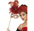 Antifaz Fantasía Barroca rojo con plumas