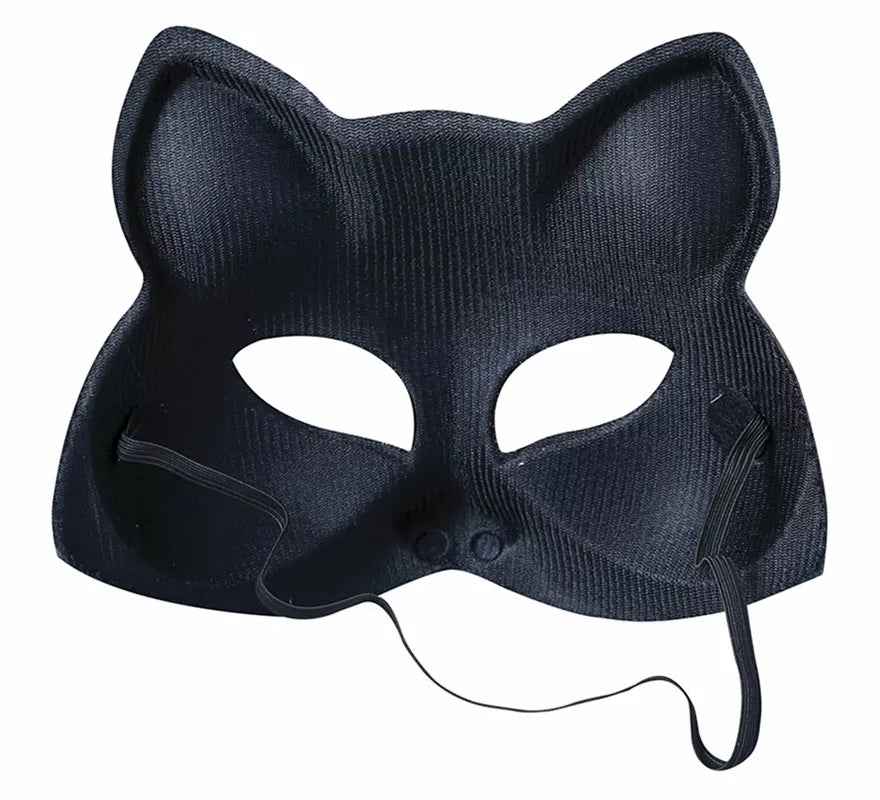 Antifaz Grande de Gato con Lentejuelas Plata