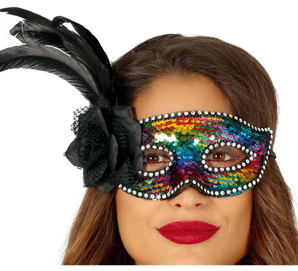 Antifaz Multicolor con Pluma