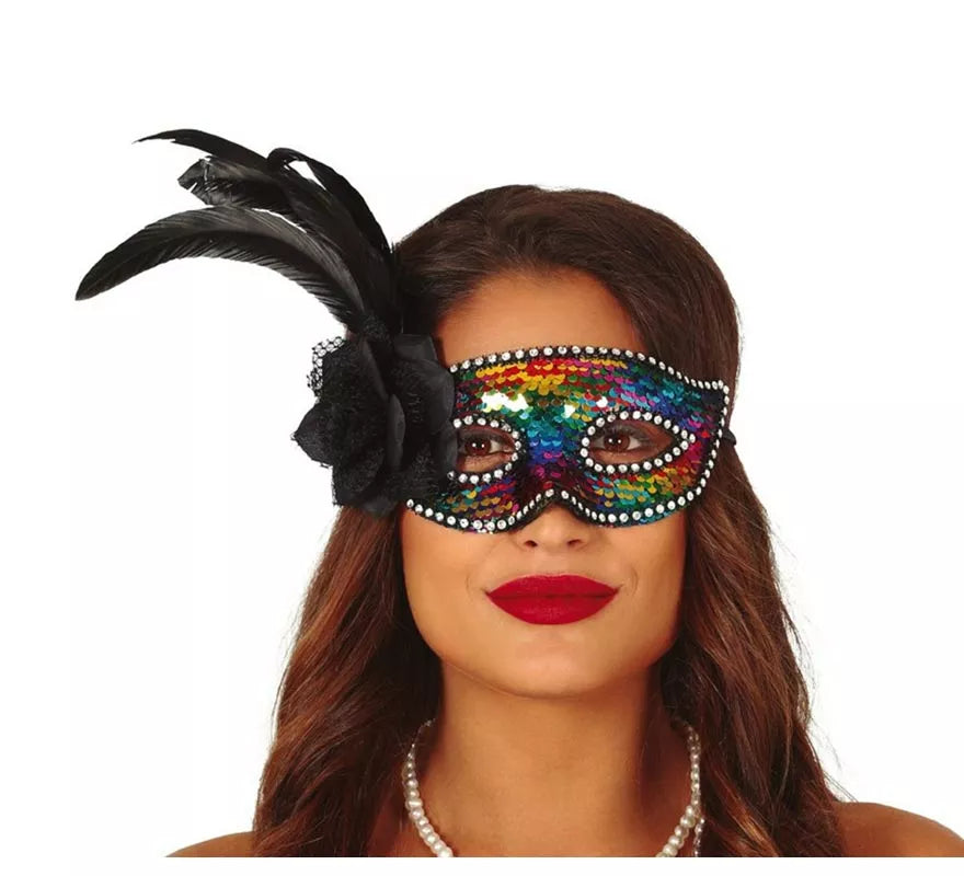 Antifaz Multicolor con Pluma