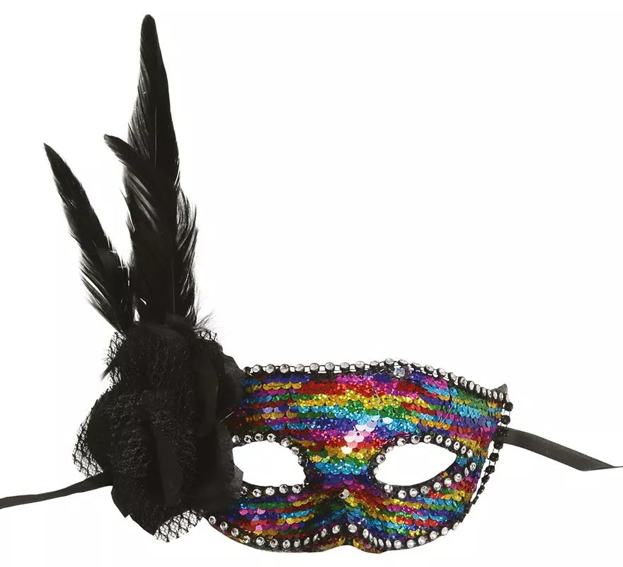 Antifaz Multicolor con Pluma