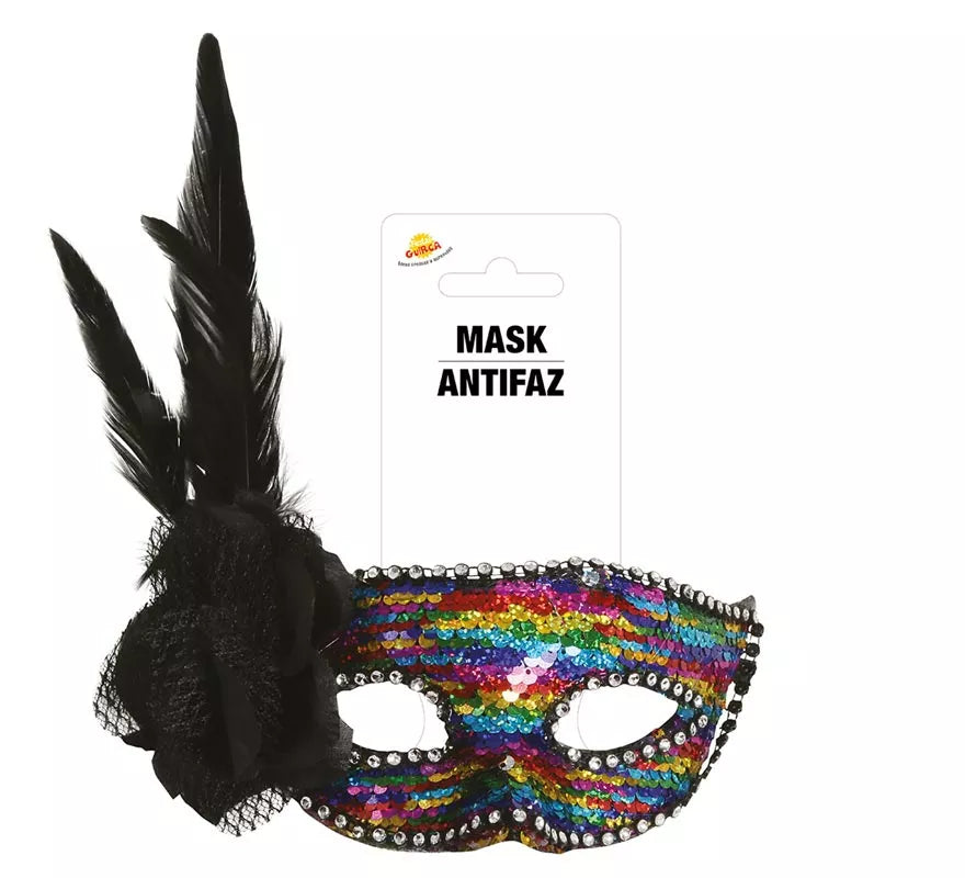Antifaz Multicolor con Pluma