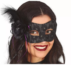 Black Mask with Feather