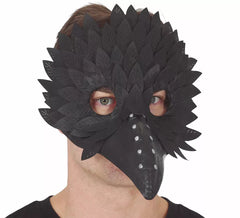 Black mask with feathers and beak