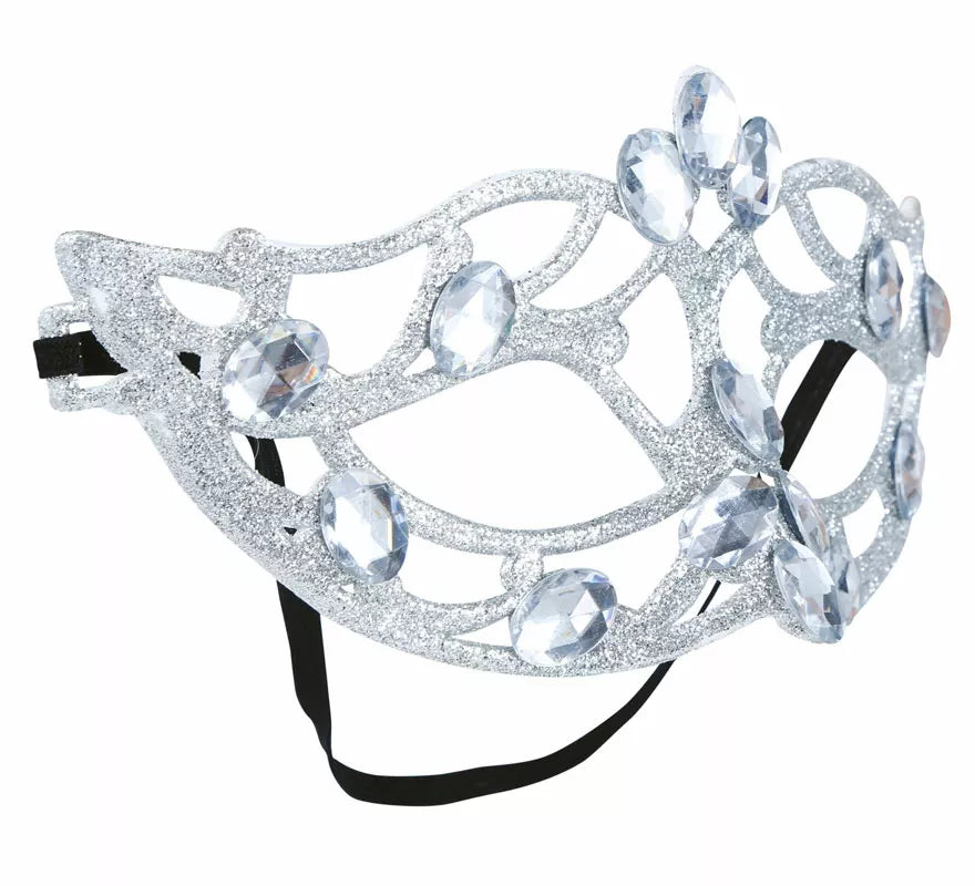 Antifaz Plata con Glitter