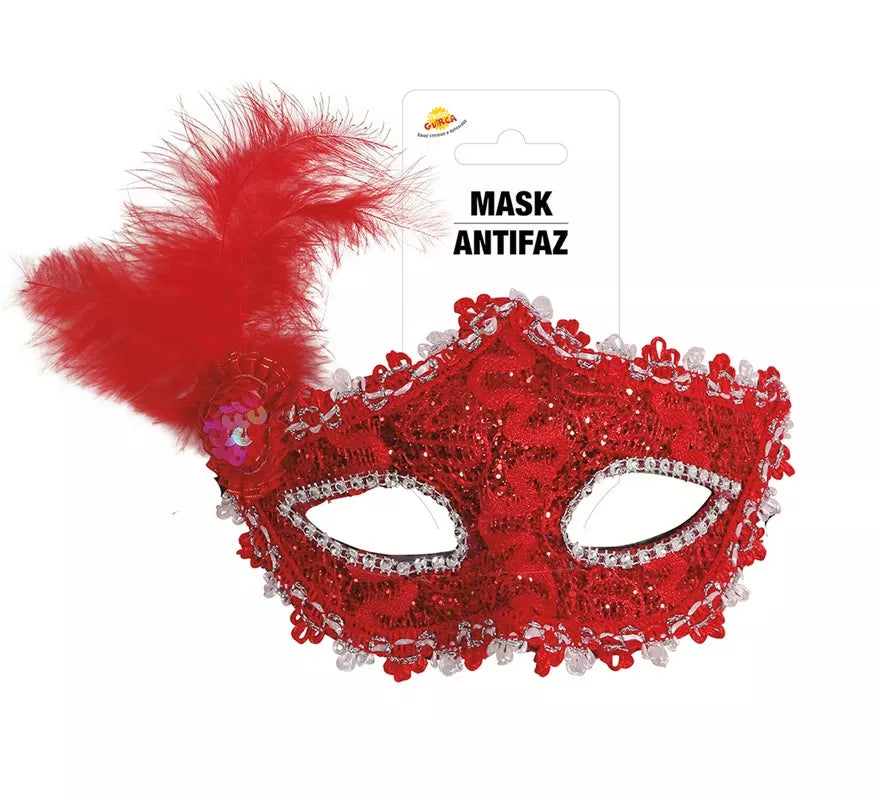 Translation missing: en.Antifaz Rojo con Pluma