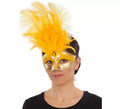 Antifaz Veneciano Amarillo con Pluma