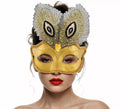 Antifaz Veneciano dorado con Plumas