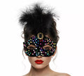 Antifaz Veneciano negro con Plumas