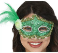 Antifaz Verde con Pluma