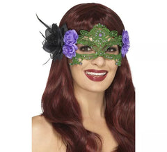 Green Day of the Dead mask with roses