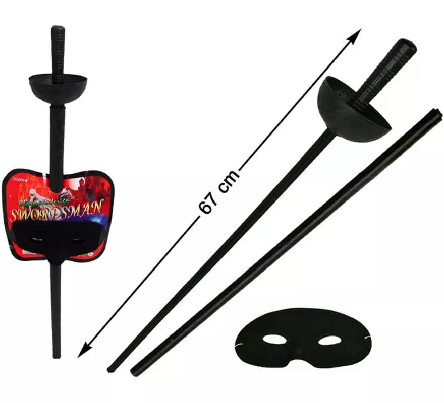 Translation missing: en.Antifaz y Florete con Funda Negro 67 cm