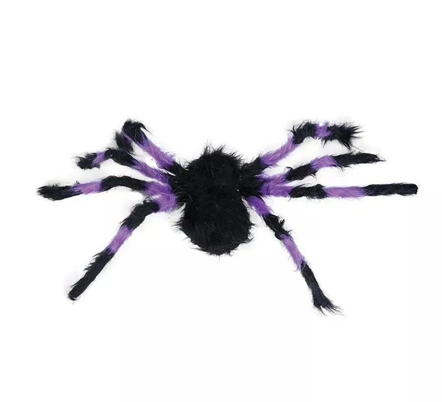 Araña Peluda lila y negra de 75 cm