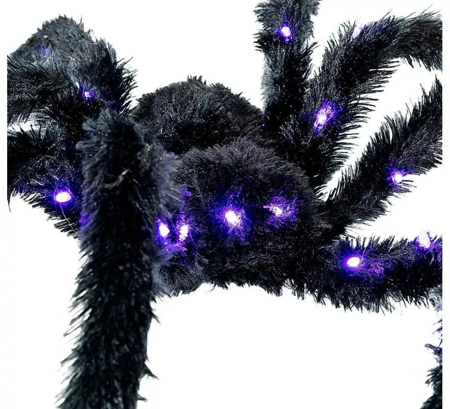 Araña peluda negra con luz de 86 cm